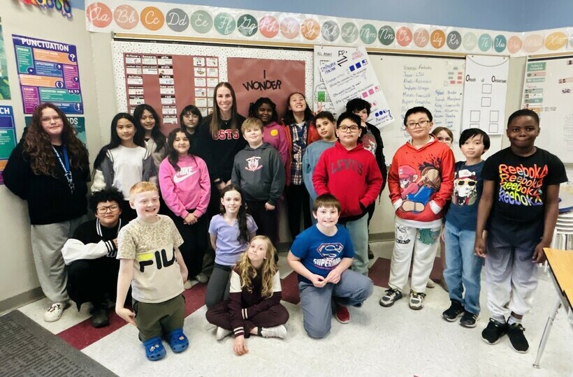 Edwin Parr nominee Kelsey Lalor and her Grade 5 students.